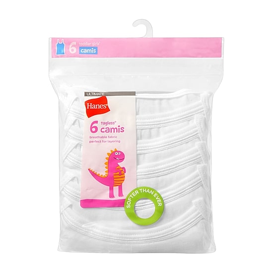 Hanes Toddler Girls U Neck Sleeveless 6 Pack Camisole