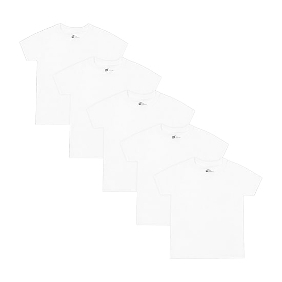 Hanes Boys 5 Pack Short Sleeve Crew Neck Moisture Wicking T-Shirt