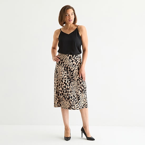 Black Label by Evan-Picone Womens Midi A-Line Skirt