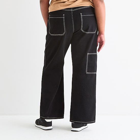 Arizona Womens Juniors Plus Highest Rise Straight Leg Jean