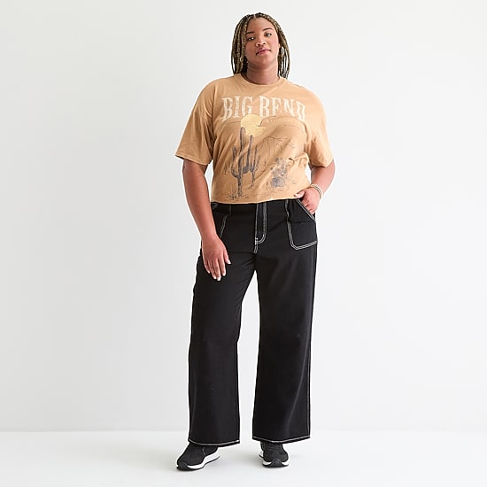 Arizona Womens Juniors Plus Highest Rise Straight Leg Jean