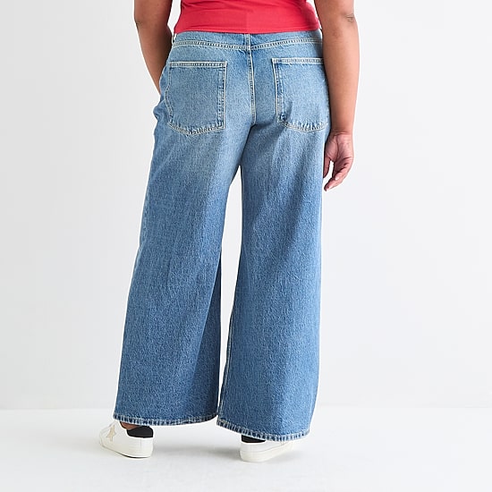 Arizona Womens Juniors Plus Low Rise Baggy Fit Jean