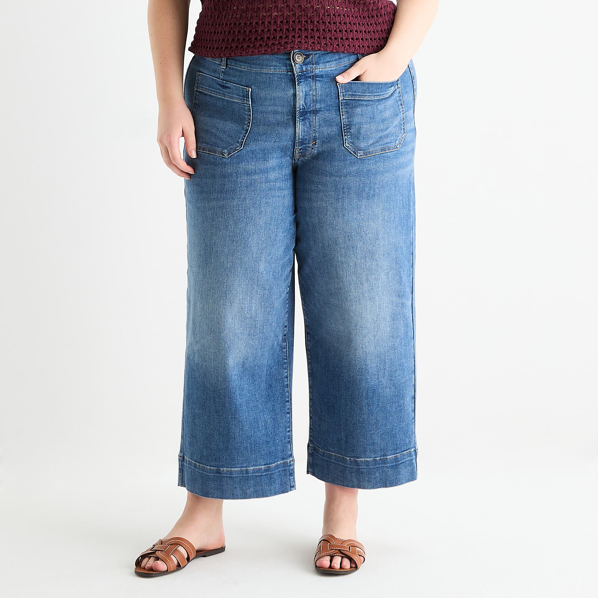 a.n.a Patch Pocket Womens - Plus Highest Rise Cropped Jean
