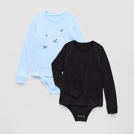 Thereabouts Little & Big Kid Girls Crew Neck Long Sleeve Adaptive 2-pc. Bodysuit