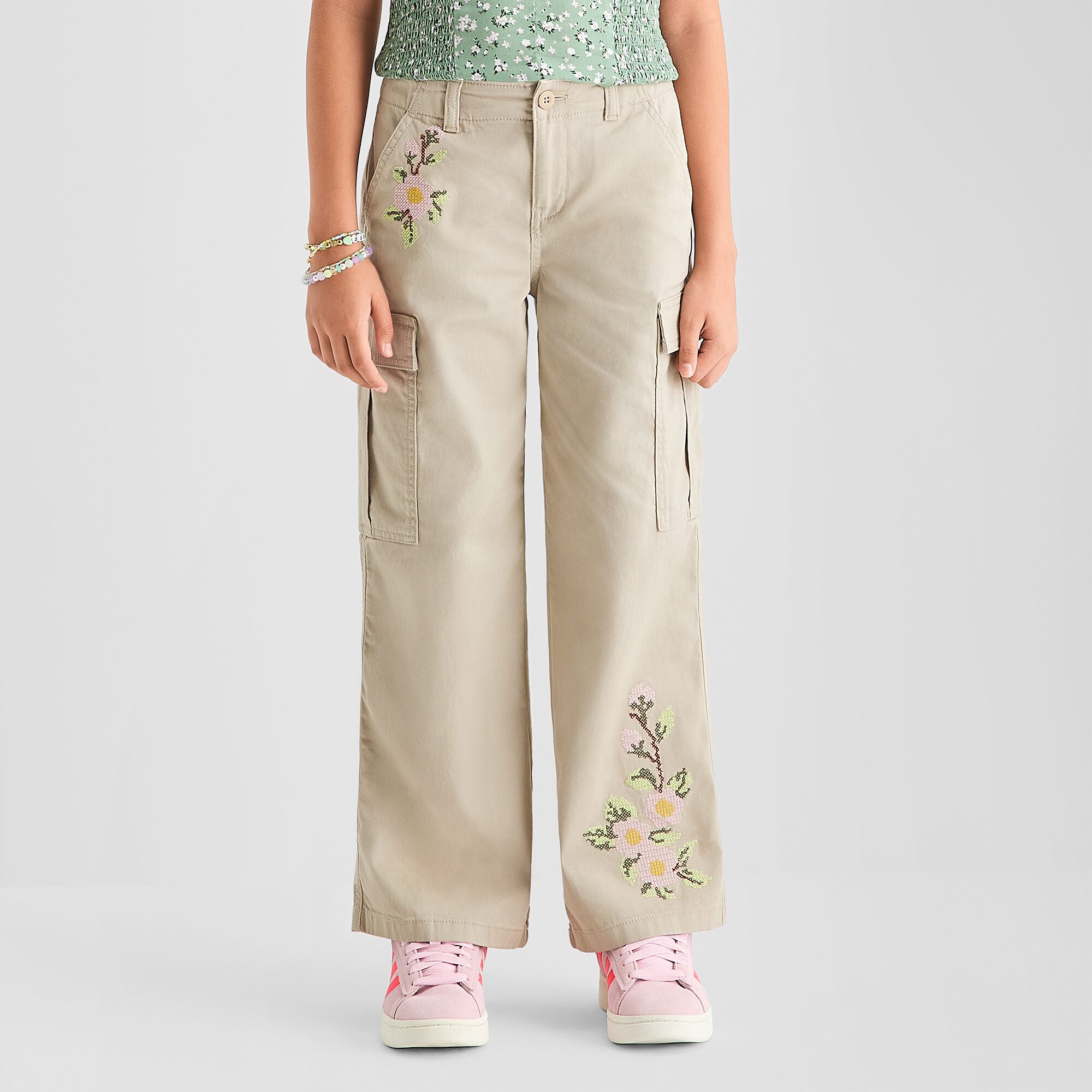 Thereabouts Little & Big Kid Girls Wide Leg Cargo Pant