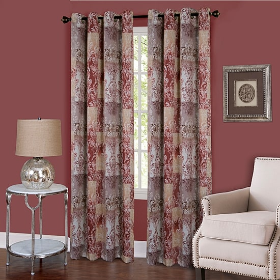 Vogue Damask Grommet Top Light-Filtering Single Curtain Panel