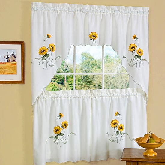 Sunshine 3-pc. Rod Pocket Kitchen Curtains & Drapes Window Set