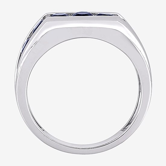 Mens Lab Created Blue Sapphire Sterling Silver Fashion Ring