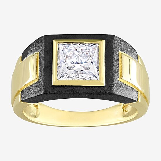Mens 2 CT. T.W. Lab Created White Moissanite 18K Gold Over Silver Fashion Ring