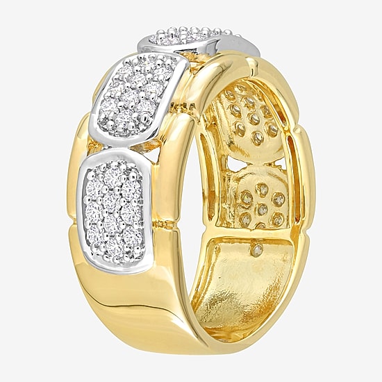 Mens White Moissanite 18K Two Tone Gold Over Silver Fashion Ring