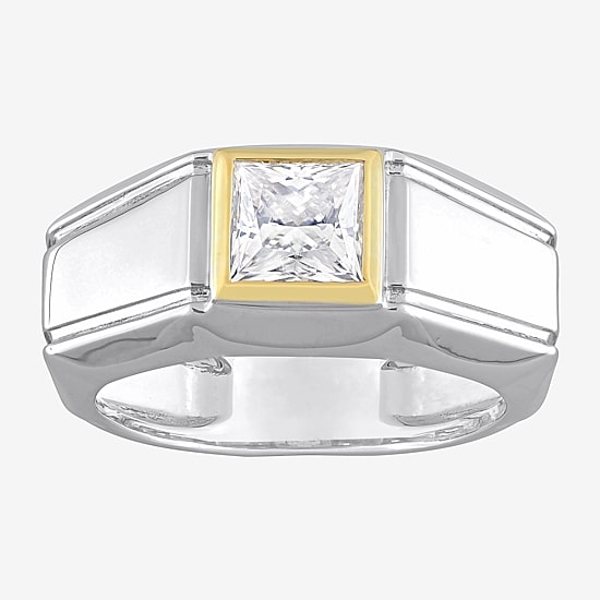 Mens 1 1/5 CT. T.W. Lab Created White Moissanite 18K Two Tone Gold Over Silver Fashion Ring