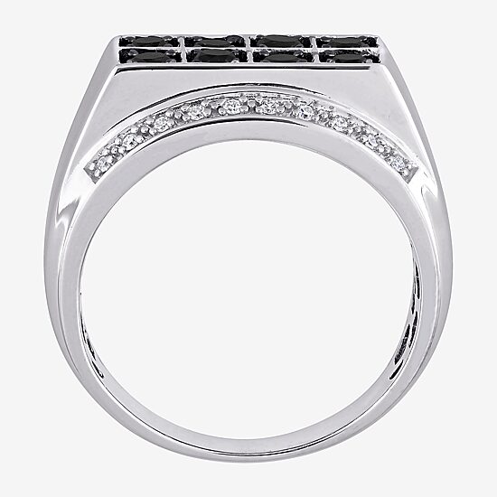 Mens 1 CT. T.W. Natural Black Diamond Sterling Silver Fashion Ring