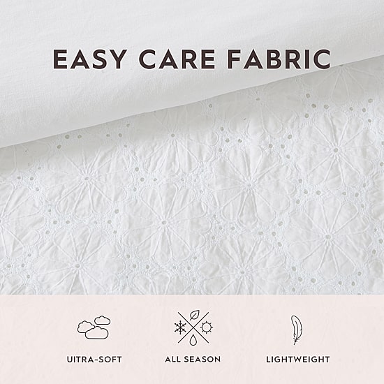 Laura Ashley Eyelet Ruffle Midweight Comforter Set