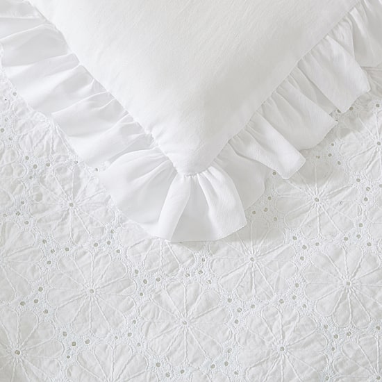 Laura Ashley Eyelet Ruffle Midweight Comforter Set