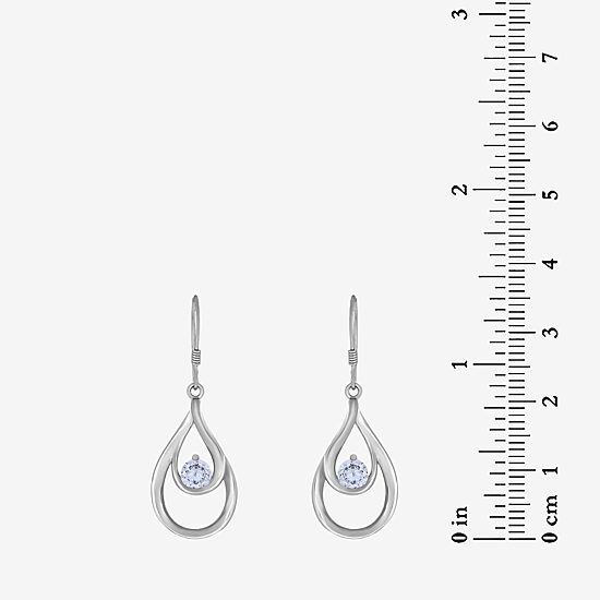 Sterling Silver Cubic Zirconia Teardrop Earrings      