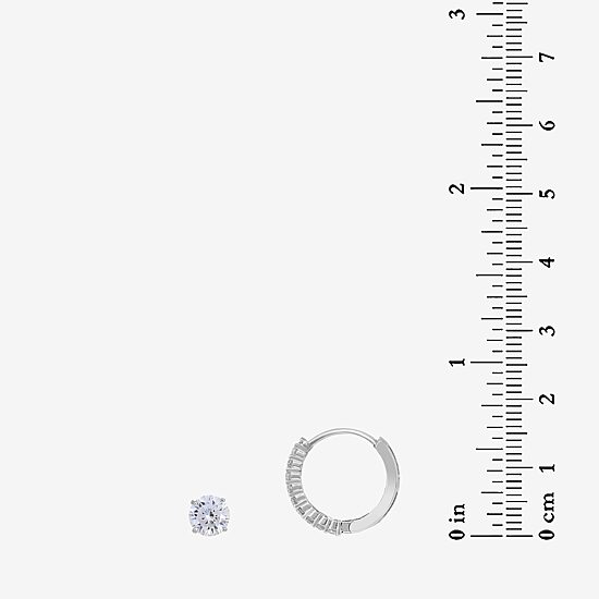 Womens Cubic Zirconia Sterling Silver Earring Set