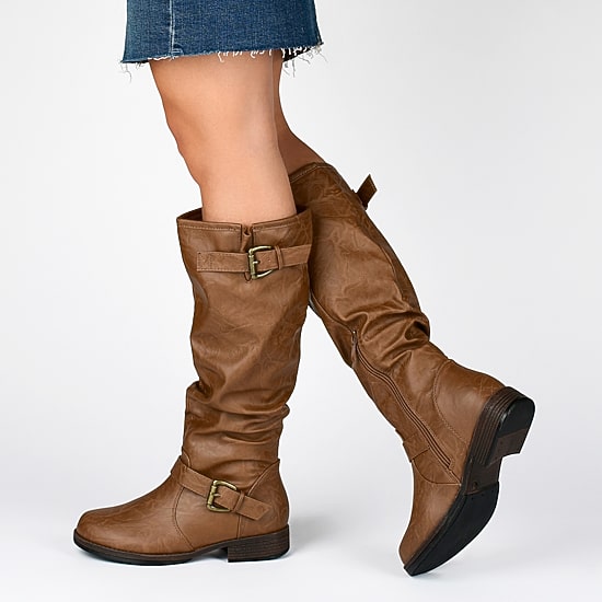 Journee Collection Womens Stormy Buckle-Accented Riding Boots