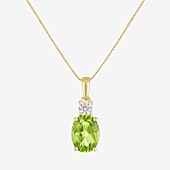 Gemstone 10K Gold Oval Pendant Necklace