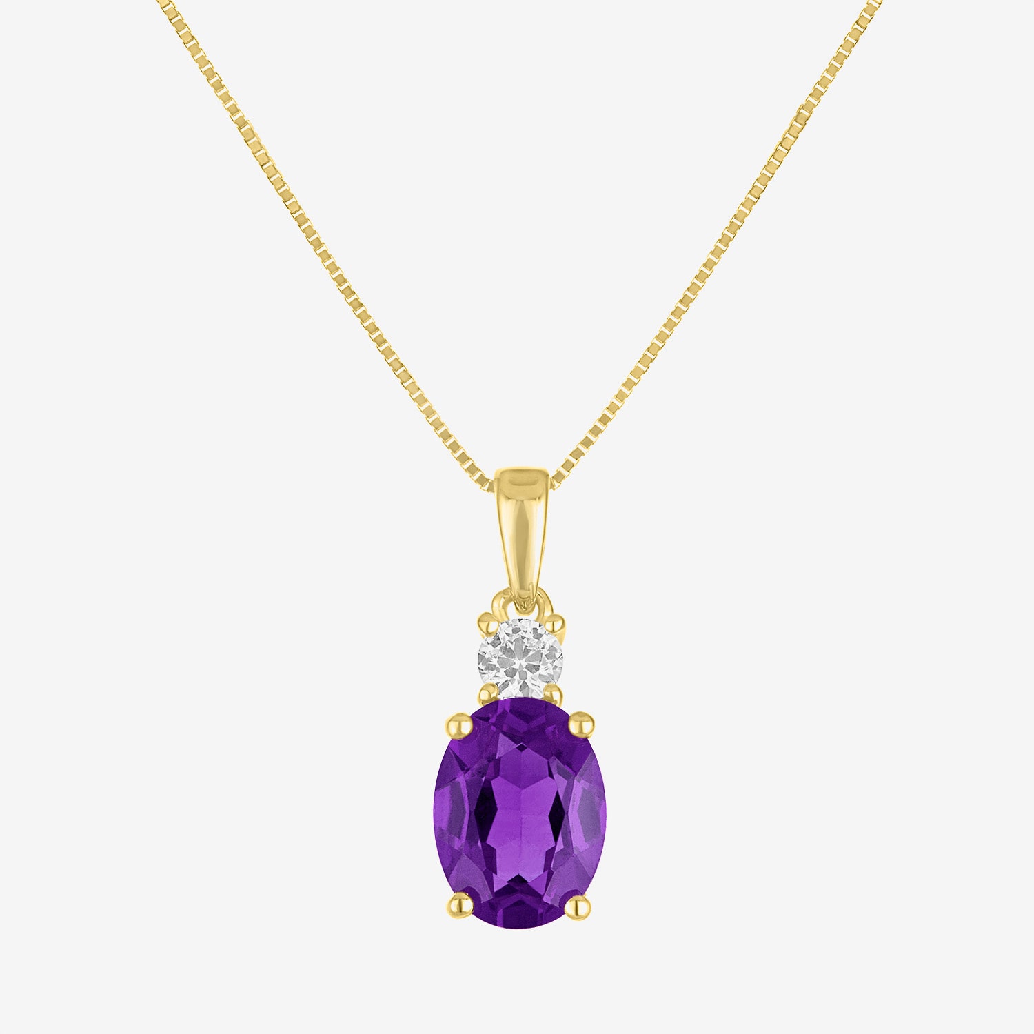 Gemstone 10K Gold Oval Pendant Necklace