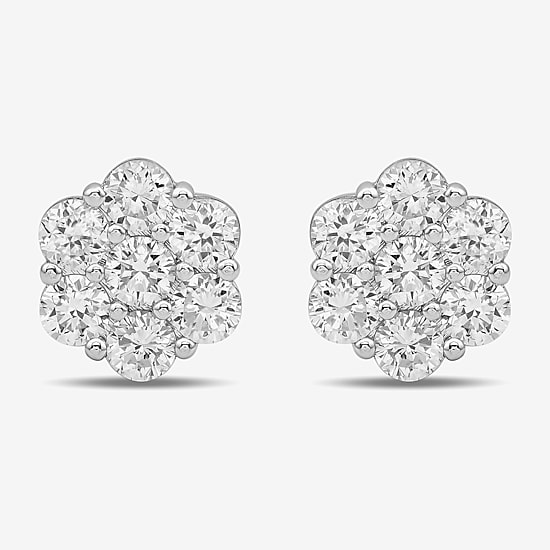 Diamond Blossom 1 CT. T.W. Lab Grown White Diamond 10K White or Yellow Gold 8.2mm Flower Stud Earrings