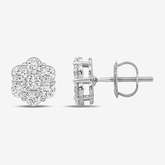 Diamond Blossom 1 CT. T.W. Lab Grown White Diamond 10K White or Yellow Gold 8.2mm Flower Stud Earrings