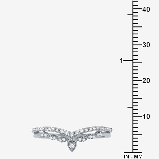 I Said Yes (H-I / I1) 1/5 CT. T.W. Lab Grown White Diamond Sterling Silver or 14K Gold Over Silver Chevron Wedding Band