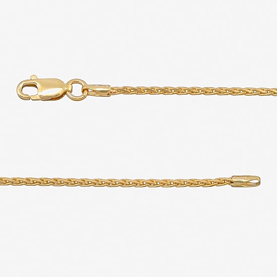 Made in Italy Womens 24K Gold Over Silver 18 Inch Wheat Chain Necklace