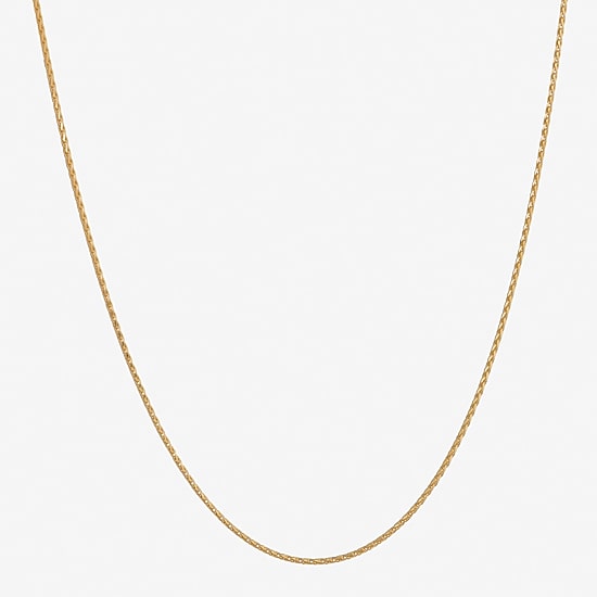 Made in Italy Womens 24K Gold Over Silver 18 Inch Wheat Chain Necklace