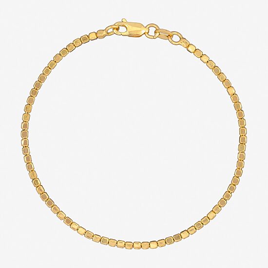 Made in Italy Womens 24K Gold Over Silver 7.5 Inch Semisolid Link Chain Bracelet