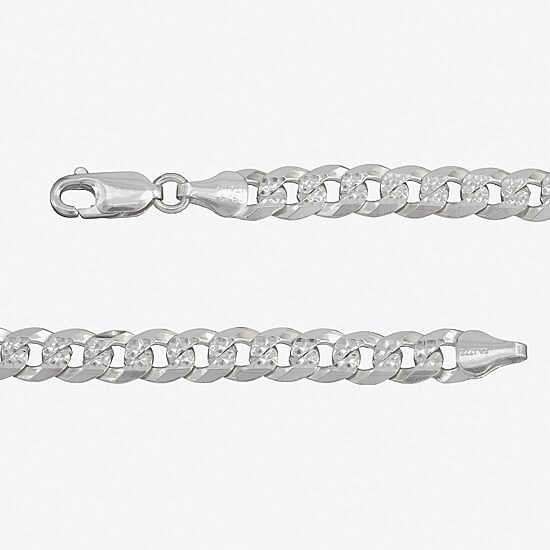 Made in Italy Mens Sterling Silver 8 1/2 Inch Solid Curb Chain Bracelet
