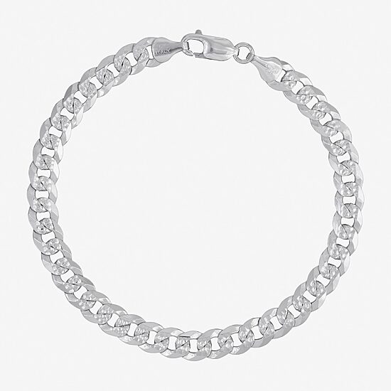 Made in Italy Mens Sterling Silver 8 1/2 Inch Solid Curb Chain Bracelet