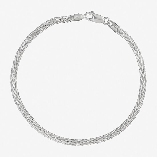 Made in Italy Mens Sterling Silver 8 1/2 Inch Solid Wheat Chain Bracelet