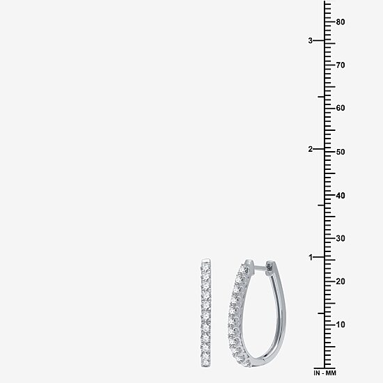 Womens 1 CT. T.W. Lab Grown White Diamond Sterling Silver 24.7mm Oval Hoop Earrings