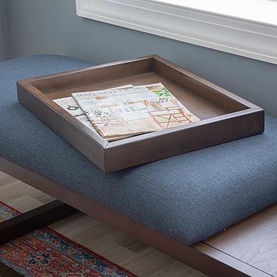 Linon Lenora Upholstered Tray-Top Bench