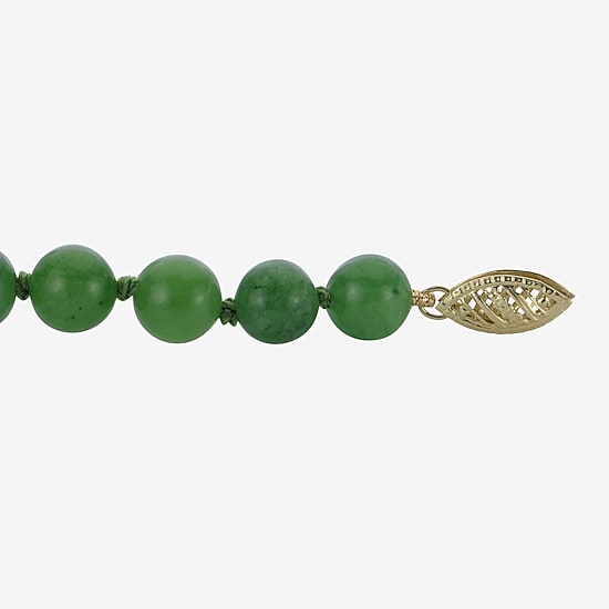 14K Gold Jade Graduated Bead Necklace
