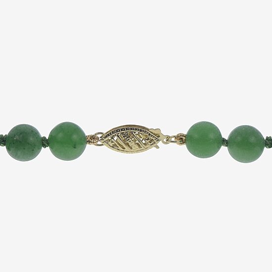 14K Gold Jade Graduated Bead Necklace