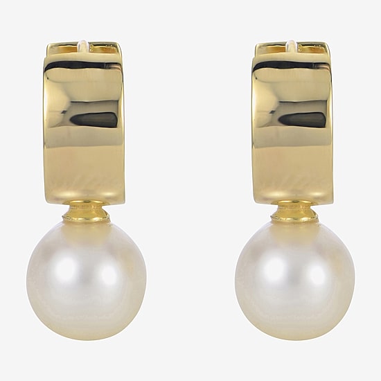 Womens White Cultured Freshwater Pearl 14K Gold Over Silver Drop Earrings