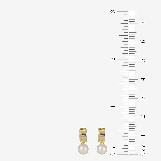 Womens White Cultured Freshwater Pearl 14K Gold Over Silver Drop Earrings