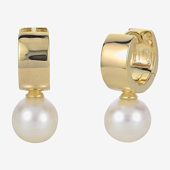 Womens White Cultured Freshwater Pearl 14K Gold Over Silver Drop Earrings