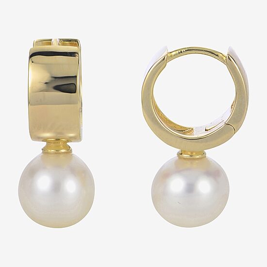 Womens White Cultured Freshwater Pearl 14K Gold Over Silver Drop Earrings