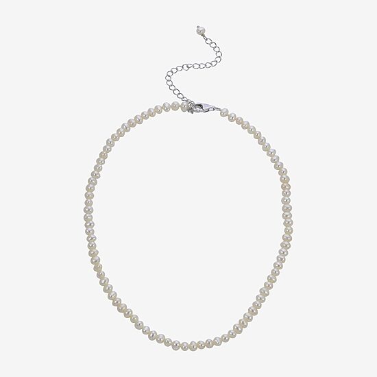 Womens White Sterling Silver 13 Inch Strand Necklace