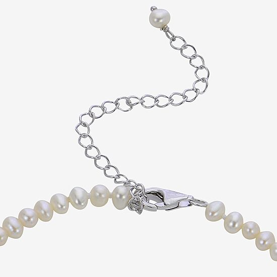 Womens White Sterling Silver 13 Inch Strand Necklace