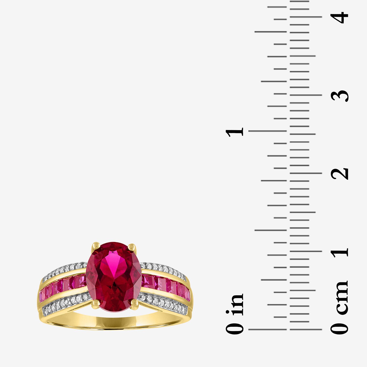 Womens Diamond Accent Gemstone 10K Gold Side Stone Oval Cocktail Ring