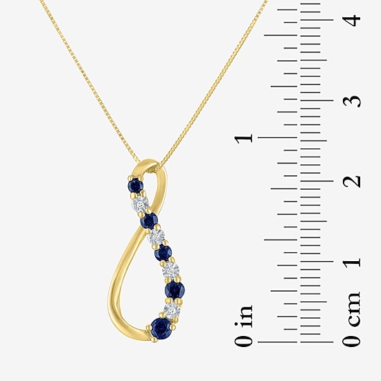 Womens Diamond Accent Lab Created Blue Sapphire 10K Gold Pear 18 Inch Pendant Necklace