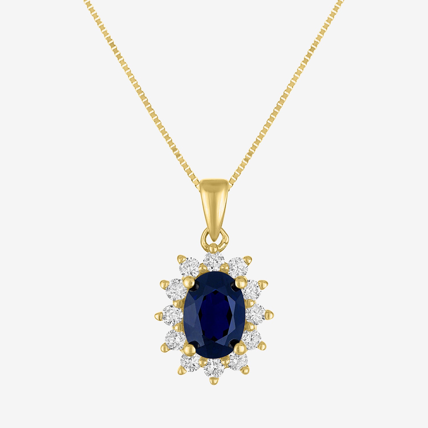Womens Lab Created Gemstone & 1/4 CT. T.W. Grown Diamond 10K Gold Oval Pendant Necklace