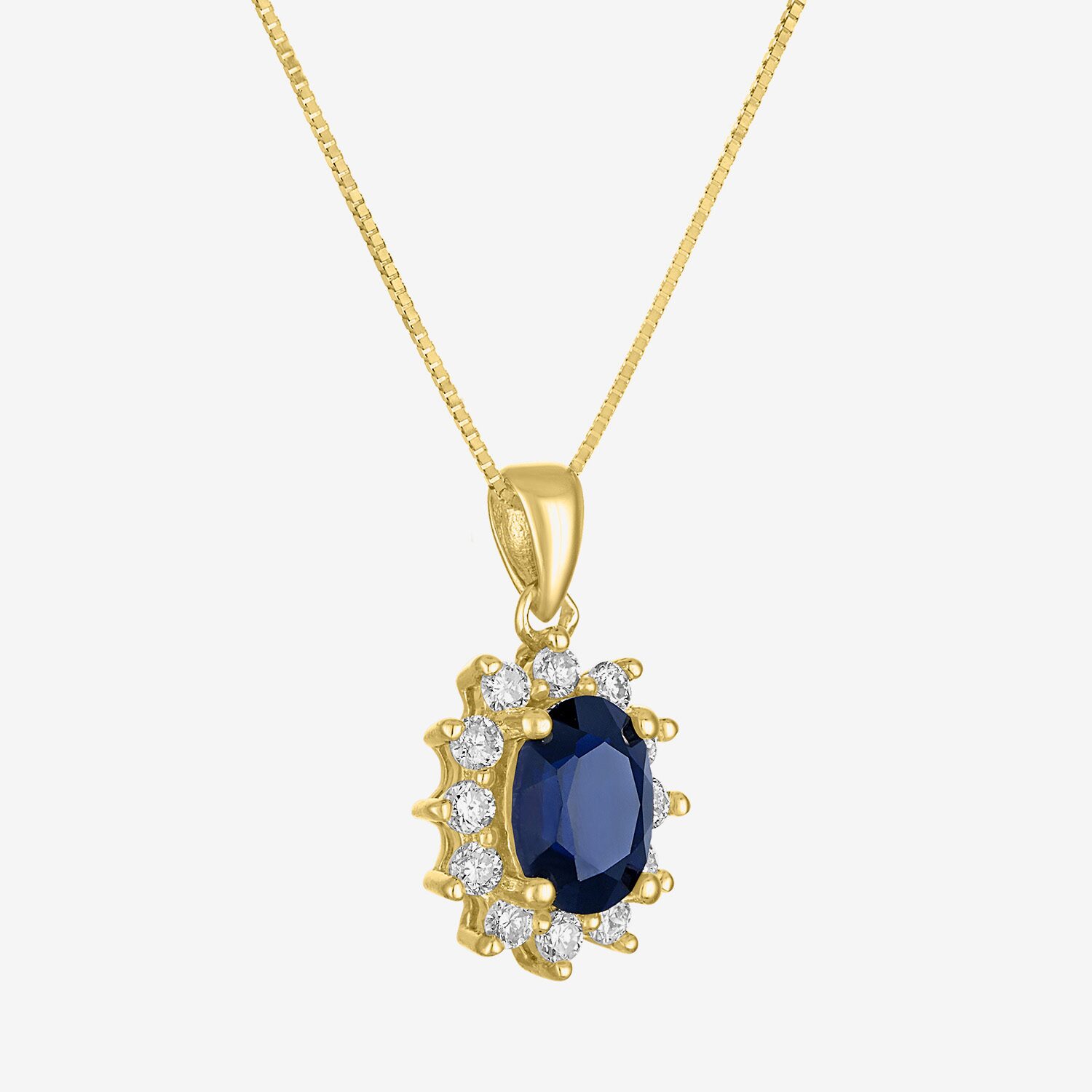 Womens Lab Created Gemstone & 1/4 CT. T.W. Grown Diamond 10K Gold Oval Pendant Necklace