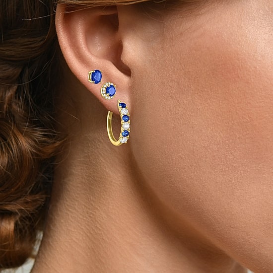 Gemstone 14K Gold Over Silver 3 Pair Jewelry Set