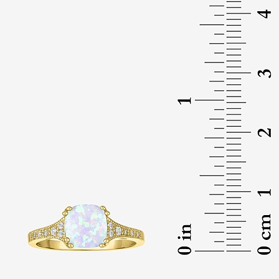 Gemstone 14K Gold Over Silver Cushion Cocktail Ring