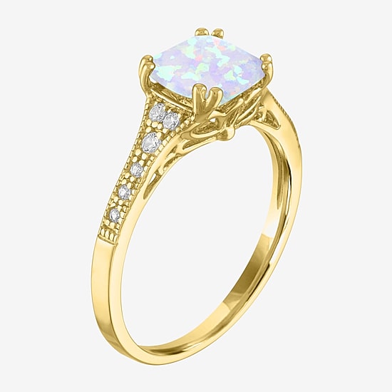 Gemstone 14K Gold Over Silver Cushion Cocktail Ring