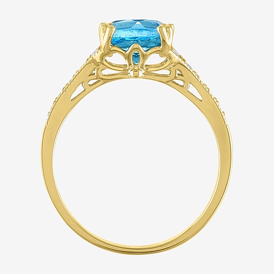 Gemstone 14K Gold Over Silver Cushion Cocktail Ring